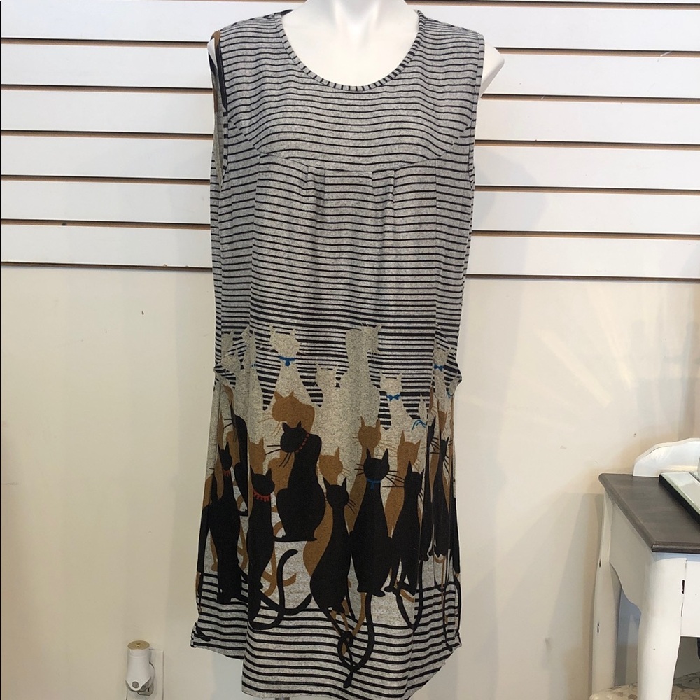 LaVie Lente Cat Print Sleeveless Dress/jumper